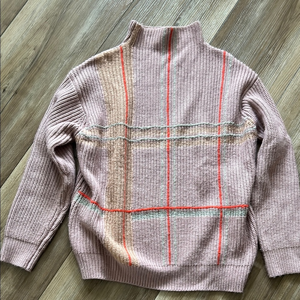 Line and Dot plaid blush pink sweater XS Anthropologie